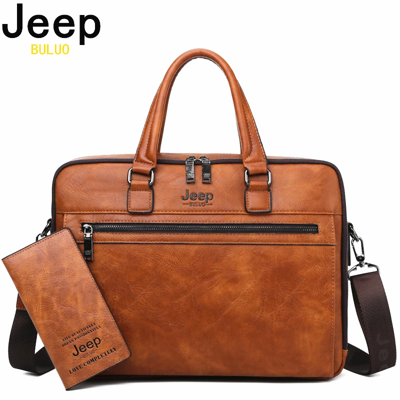 Мужской деловой брендовый портфель jeep buluo оранжевый для ноутбука 14&quot сумка