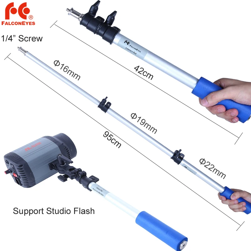 

Falcon Eyes Aluminum Extension Rod 95cm 3 Sections Adjustable Portable Handle Grip 1/4' Screw For LED Photo Studio Lighting Lamp