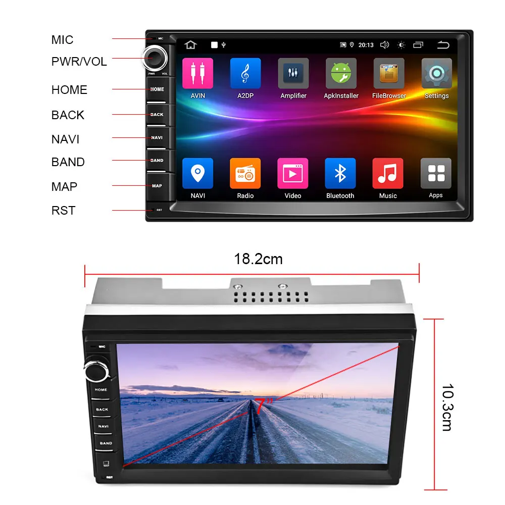 Podofo 2Din Android 9,0 Quad-core Автомагнитола 6-канальный DSP 2 Din Автомобильный мультимедийный плеер gps WI-FI MP5 Bluetooth USB AUX
