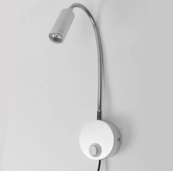 silver EU plug 100 комплектов, минималистичный настенный светильник, современный светодиодный настенный светильник, скандинавский креативный прикроватный светильник, 1 Вт/3 Вт, настенные лампы с переключателем, вилка стандарта США/ЕС - Цвет абажура: silver EU plug