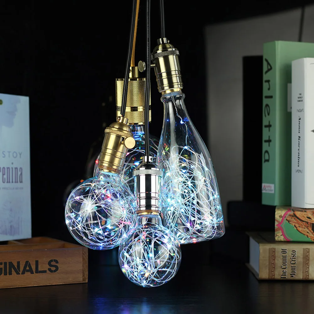 Цветная (RGB) Цвет флэш-Медный провод edison светильник лампа светодиодный мерцающий s