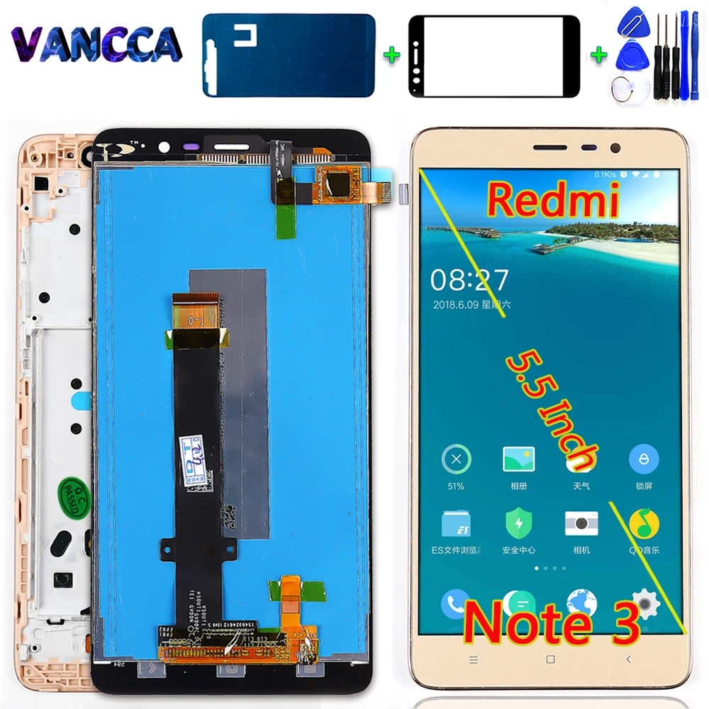 100% протестированный ЖК дисплей для Xiaomi Redmi Note 3 150 мм 5 дюймов 1920*1080 кодирующий