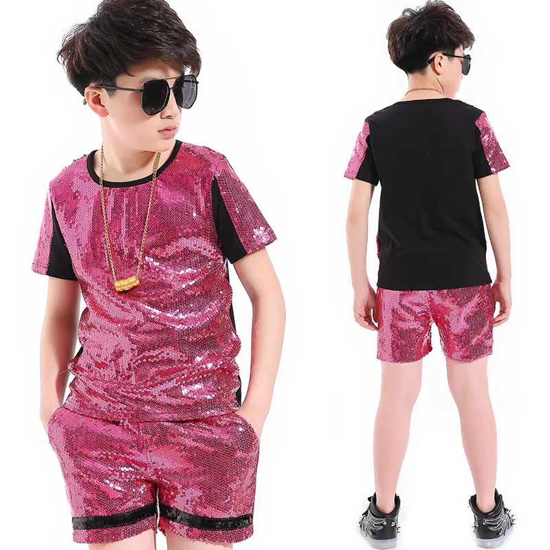 Jazz Dance Costumes Children Short Sleeved Tops Shorts Kids Hip Hop Clothing Sequin Dance Outfits Boys Performance Wear DNV11069
Jazz Dance Costumes Children Short Sleeved Tops Shorts Kids Hip Hop Clothing Sequin Dance Outfits Boys Performance Wear DNV11069