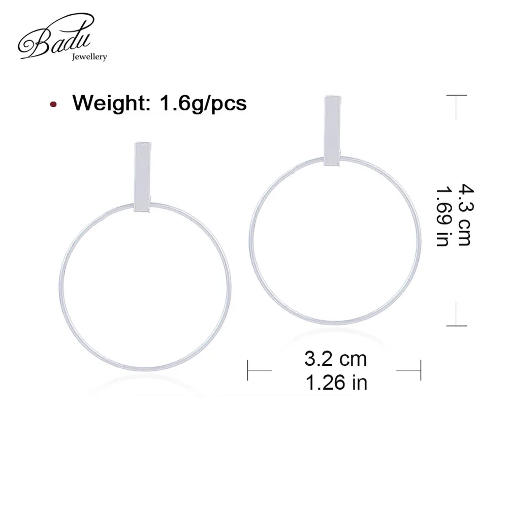 

Badu Korean Stud Earring Gold Geometric Metallic Earrings Women Big Round Circle Exaggerated Jewelry Wholesale