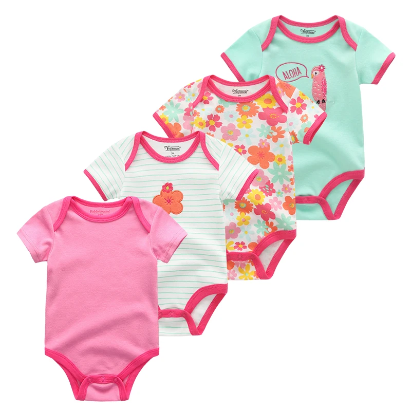 Kiddiezoom 0-12M Newborn 2019 Baby Girl Clothes 4Pcs Clothing Sets Roupas de bebe Boy Infant Toddler Cotton Tops | Детская одежда и