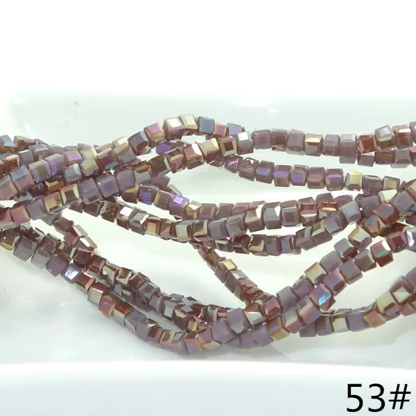 200 шт кубические Хрустальные стеклянные бусины 2 мм DIY - Цвет: purple half red
