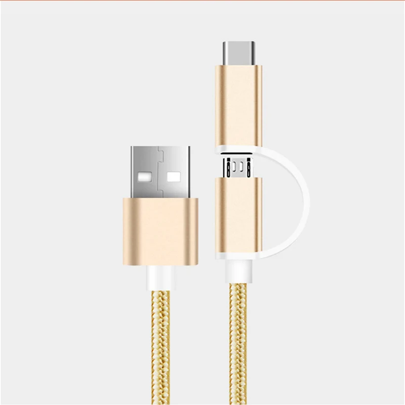 2 в 1 2в1 2А Быстрый зарядный кабель Micro USB+ кабель типа C плетеный шнур для HUAWEI mate 7 8 S/P7/P8 Lite/P9 Lite/P10/P20/Honor 8