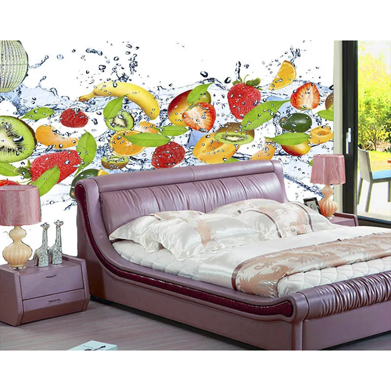 3D стены Бумага Home Decor Гостиная Wall Прохладный красочные фрукты Клубника ТВ фон