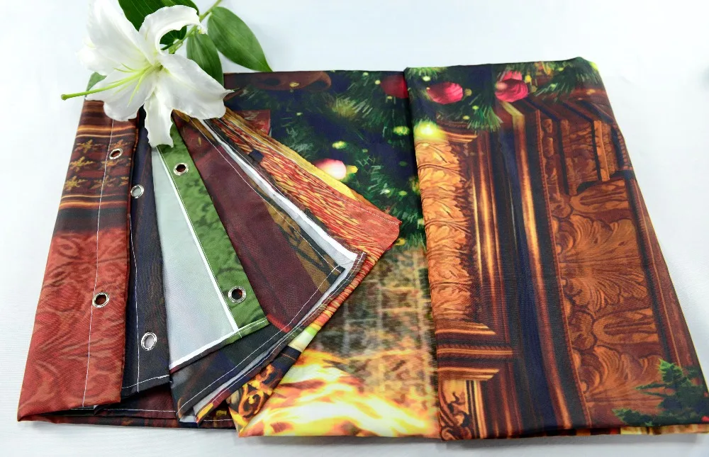 3D Waterproof Shower Curtains Polyester Bathroom Decor Christmas Tree Fireplace Bells Bath Cortinas De Bano 180x180cm | Дом и сад