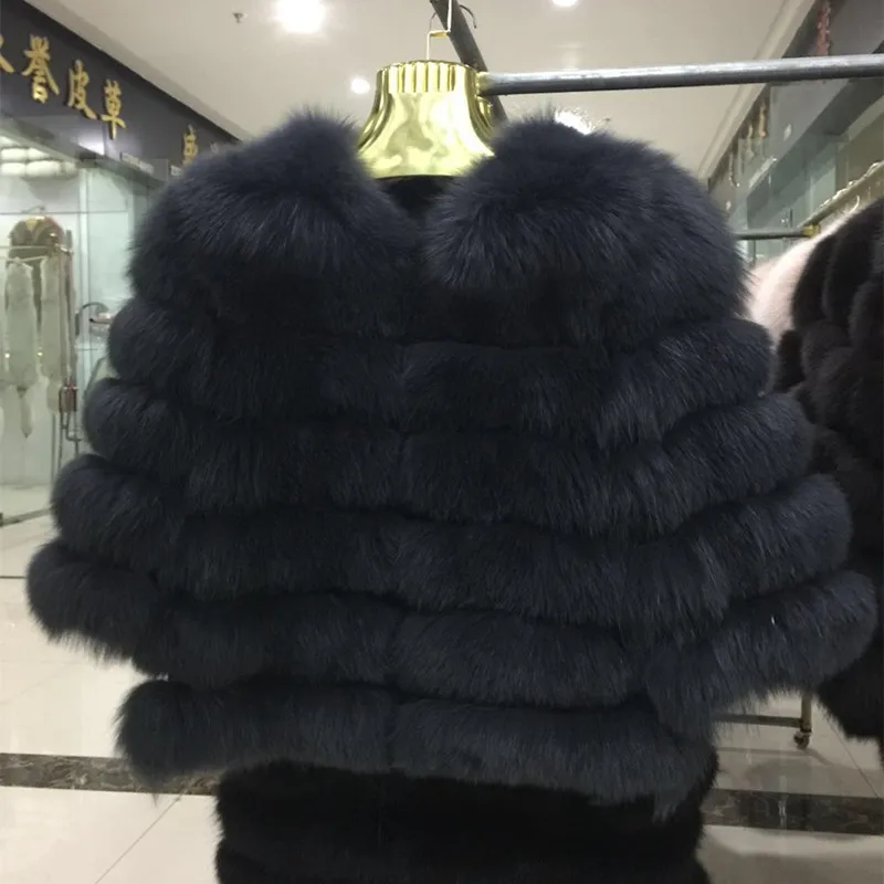 Women Warm Real Fox Fur Coat Short Winter Fur Jacket Outerwear Natural Blue Fox Fur Coats for Women