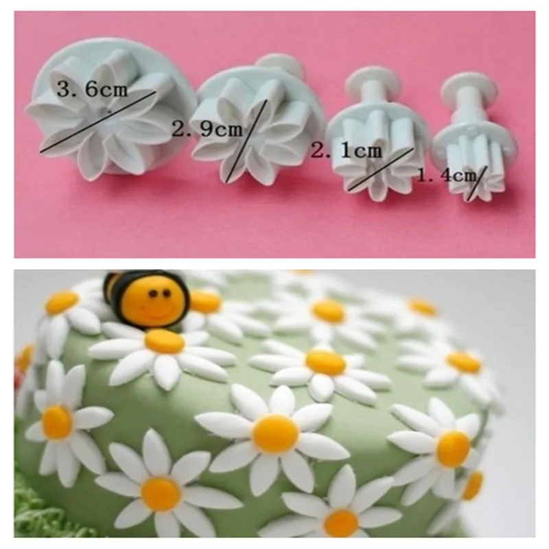4 шт./компл. новый цветок ромашки печенья подсолнуха Плунжер резак Sugarcraft помадка
