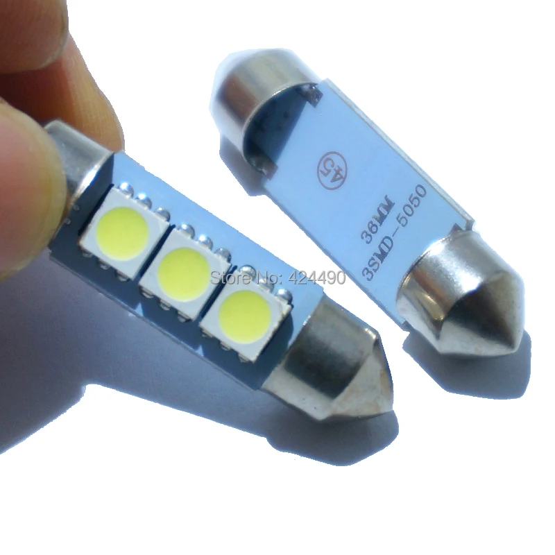 AORUNYEBAO 20 шт. гирлянда 36 мм 39 41 12 В C5W C10W белый 3 SMD 5050 светодиодный купольный