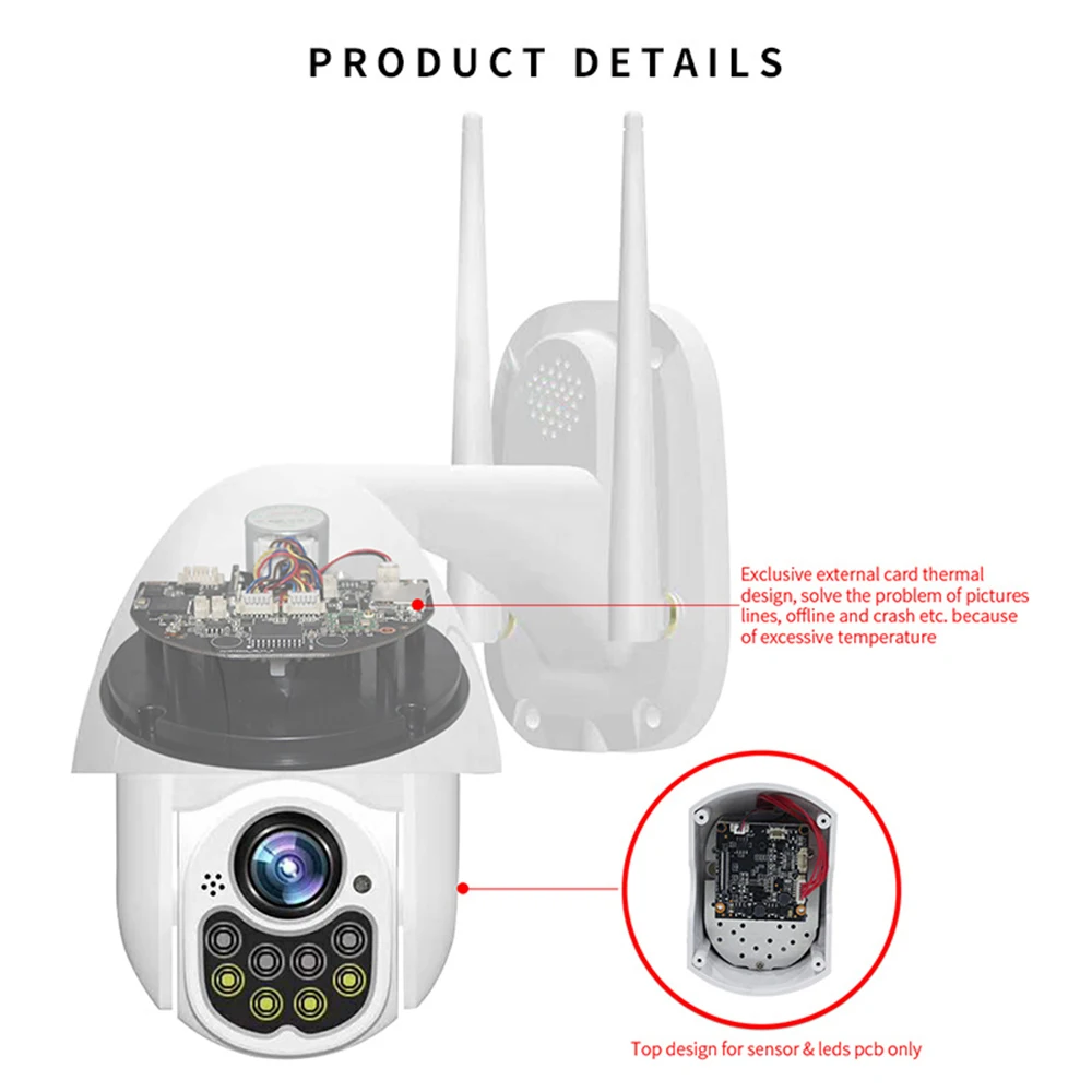 Wifi камера наружная PTZ IP камера CCTV Камера Безопасности s ip-камера wifi Внешняя 2MP домашняя геодезическая безопасность 100ft ночное видение