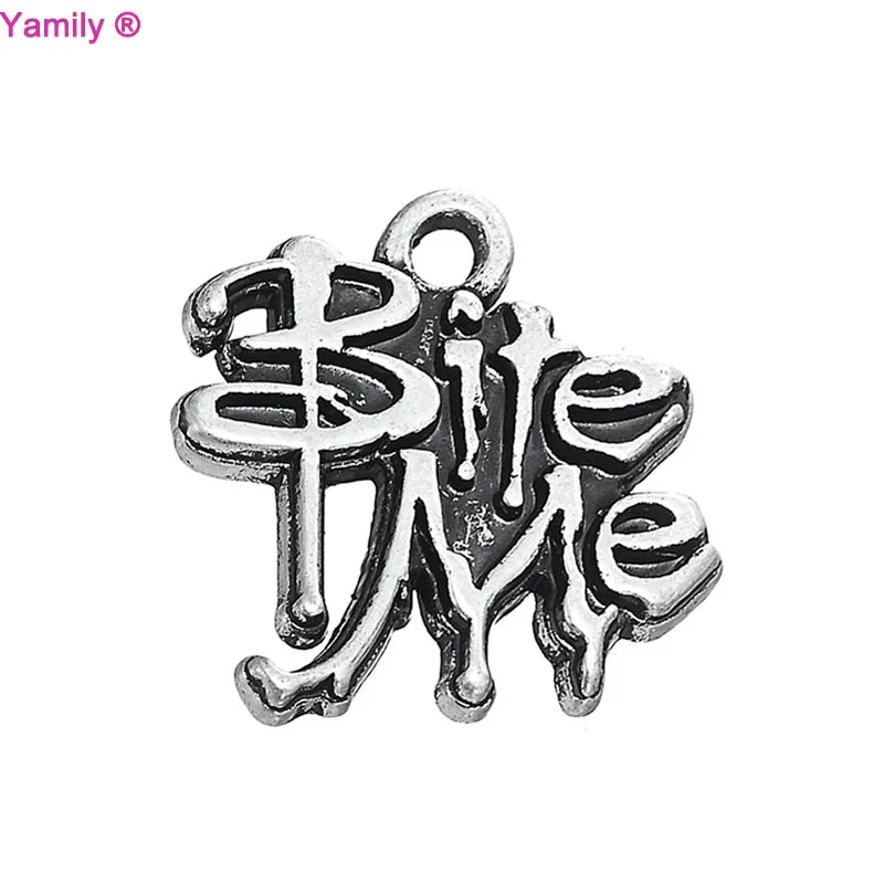 15 шт 17 5x17 4 мм античные серебряные тона Bite Me charm ювелирные аксессуары кулоны для