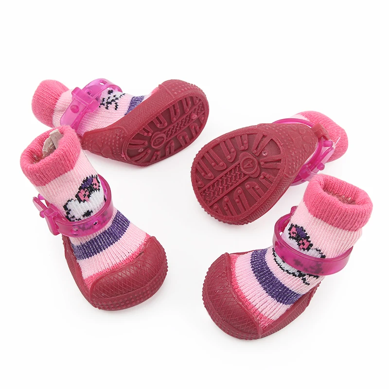 4 шт./компл. резиновая обувь для дождя и снега собак водонепроницаемая