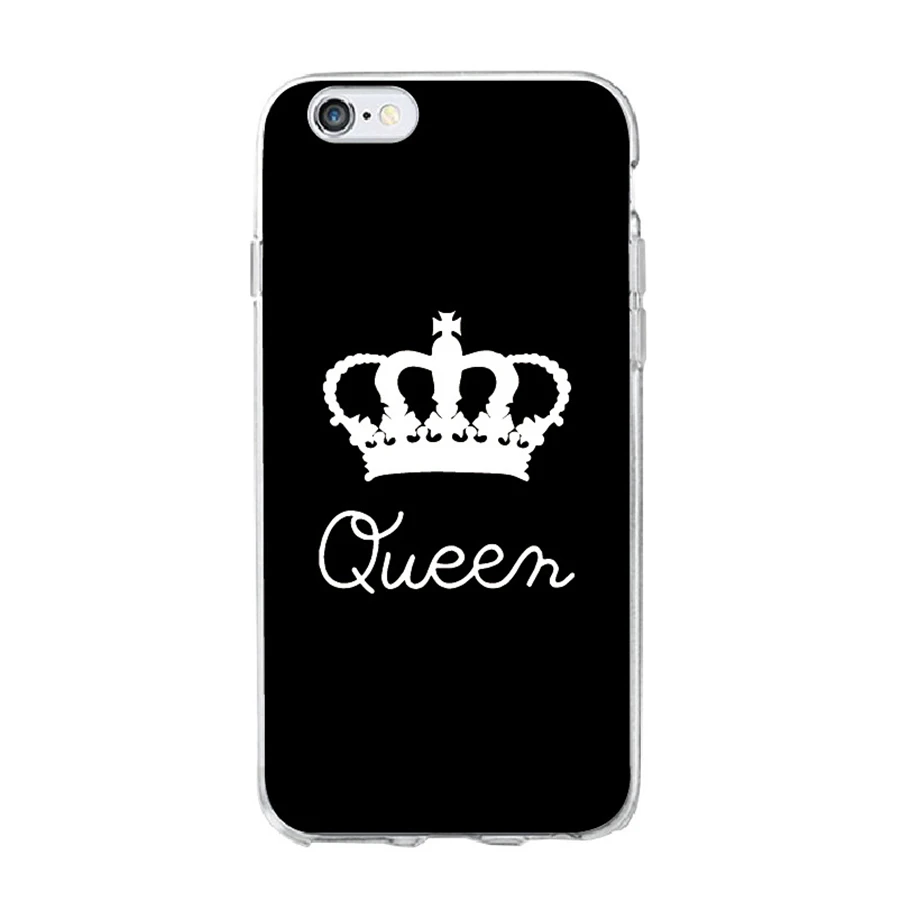 Cute Crown King Queen Phone Case For iPhone 6 6S Plus Transparent Soft Silicone Back Cover 7 8 X Capa Coque |