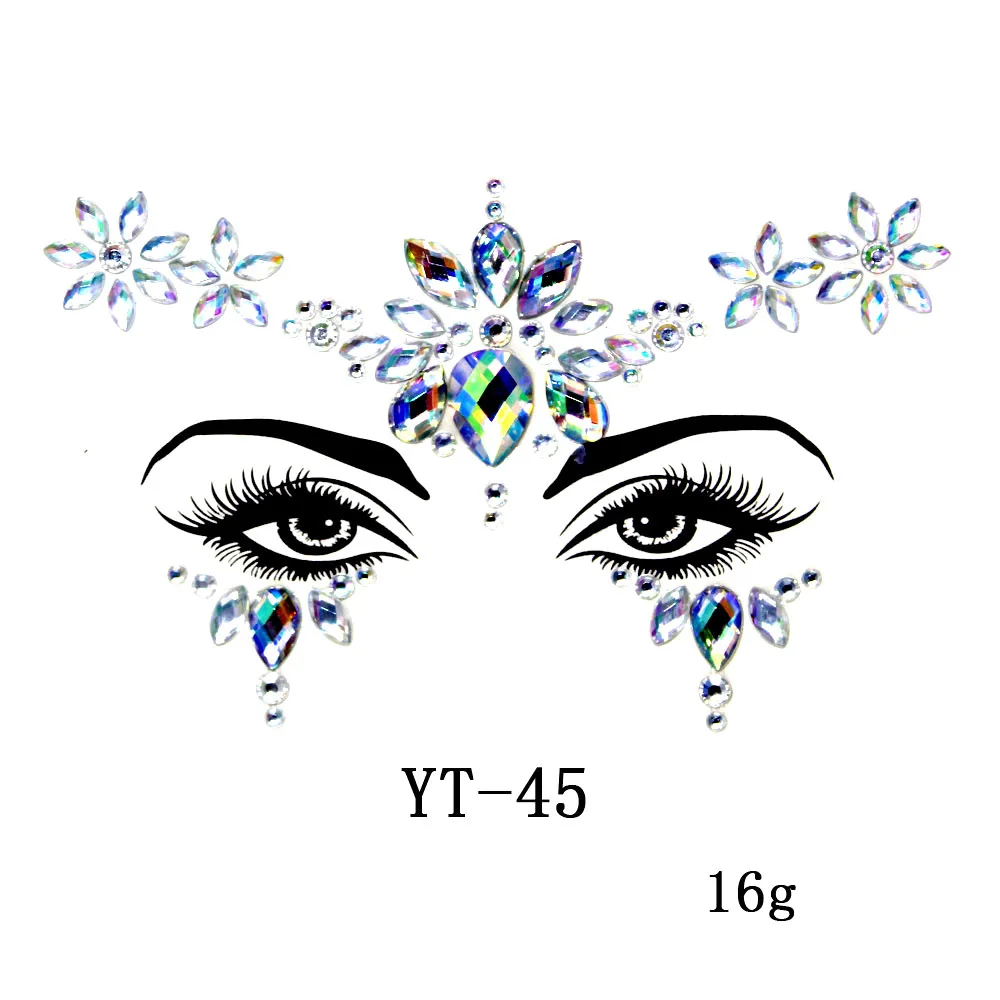 as the picture women Temporary Rhinestone Glitter Tattoo Stickers Face Jewels nightclub Party Makeup Flash Beauty Makeup Tools Body Jewels - Цвет: as the picture