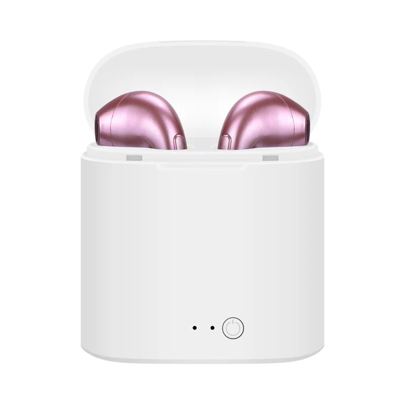 Rose Gold NO-Border I7S TWS красочные Bluetooth двойные наушники стерео мини музыкальные Беспроводные наушники с зарядной коробкой для iPhone Android - Цвет: Rose Gold