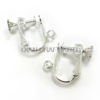 100sets bright silver plated screw back clip earring findings setting made of copper brass sturdy comfortable
