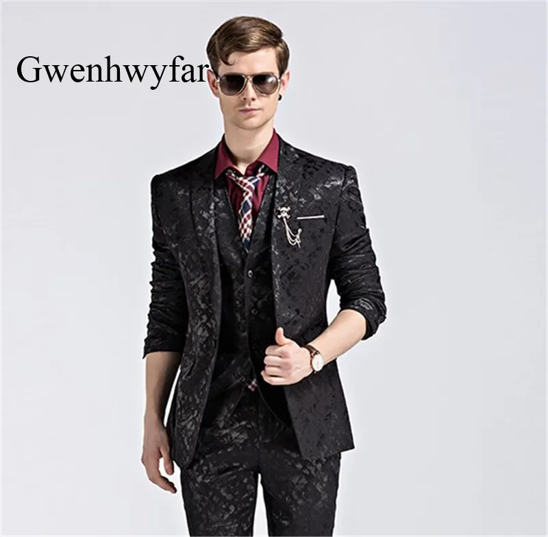 Костюмы бренда gwenhwyfar для мужчин 2018 молодых вечеринки выпускного вечера узкая