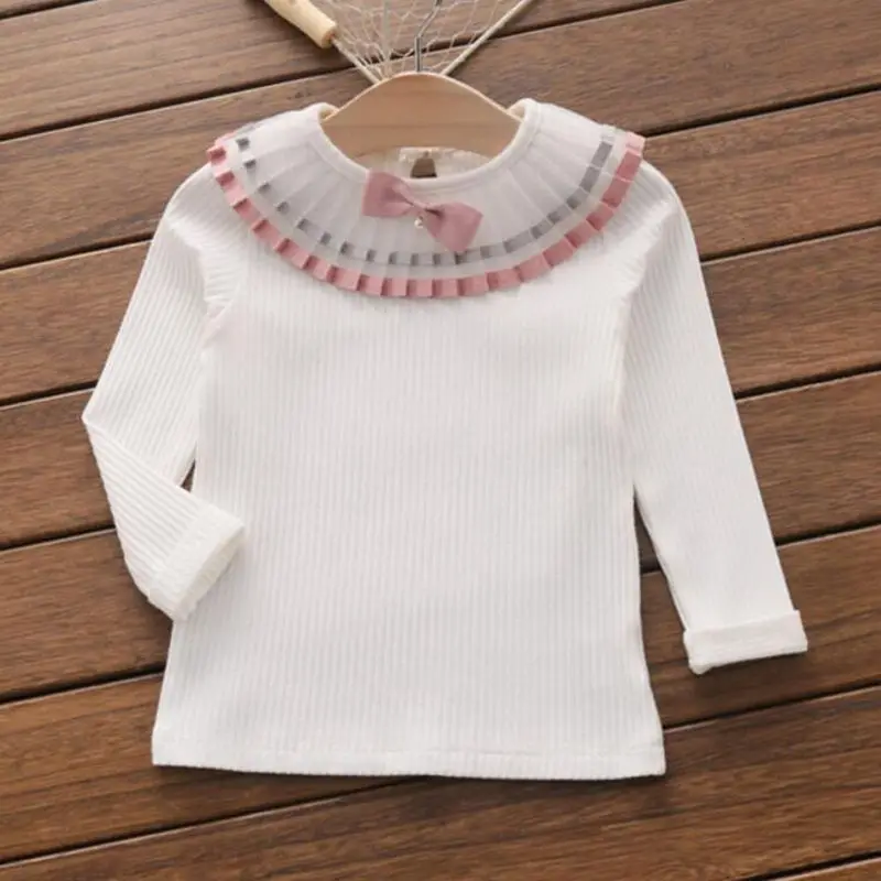 Рубашка детская с длинным рукавом и бантом JW2947|blouse kids|school girl blouseshirts for children |