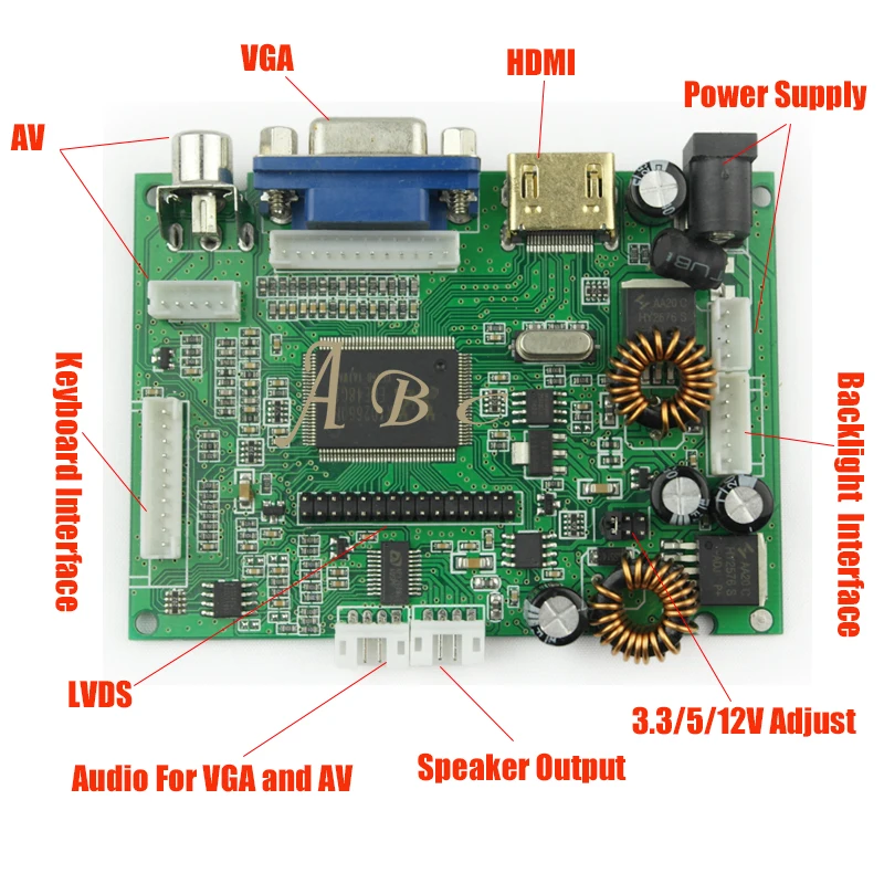 Плата контроллера аудио-и видеосигнала HDMI VGA 2AV + инвертор комплект кабелей 30P Lvds