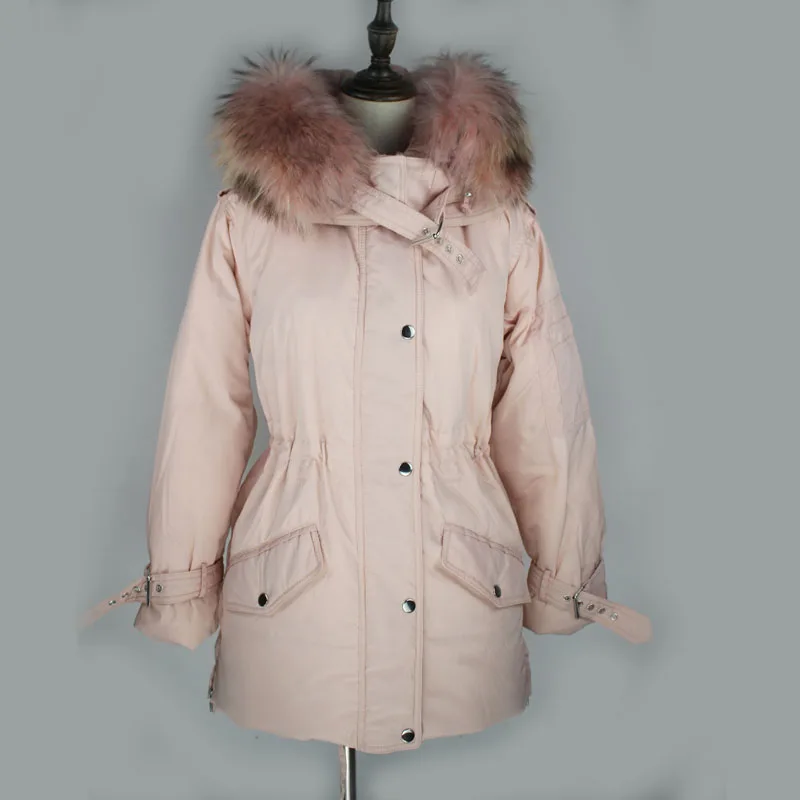 Зимняя куртка женская 2018 бренд большой енот меховой воротник капюшон пальто