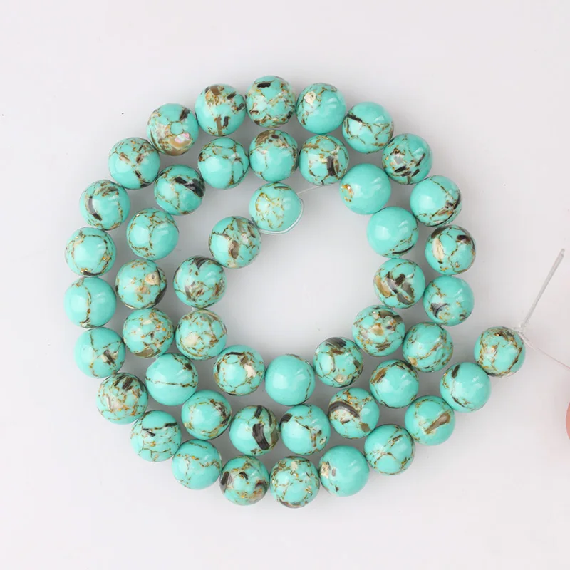 Бусины Howlite из натуральной раковины круглые бусины зеленого цвета свободного