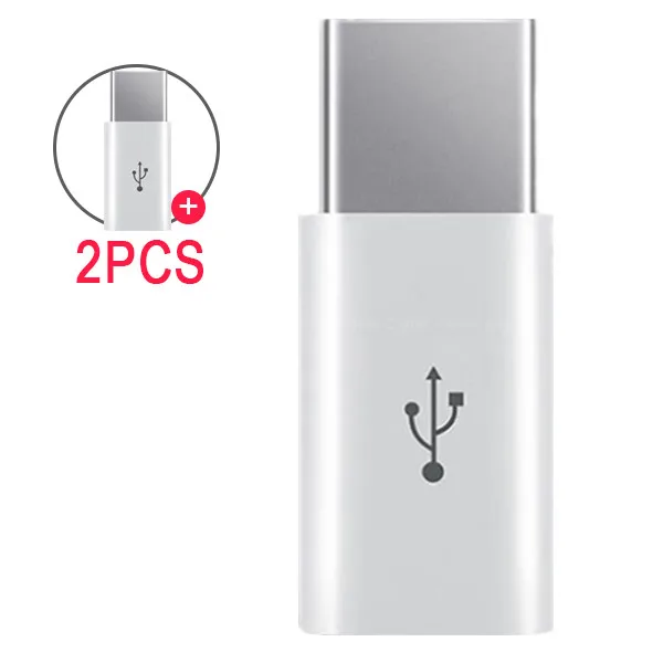 2PC White ACCEZZ 2 шт Тип C штекер Micro USB Женский адаптер для samsung S9 S8 huawei P20 P10 Xiaomi USB C OTG разъем зарядного устройства для передачи данных - Цвет: 2PC White