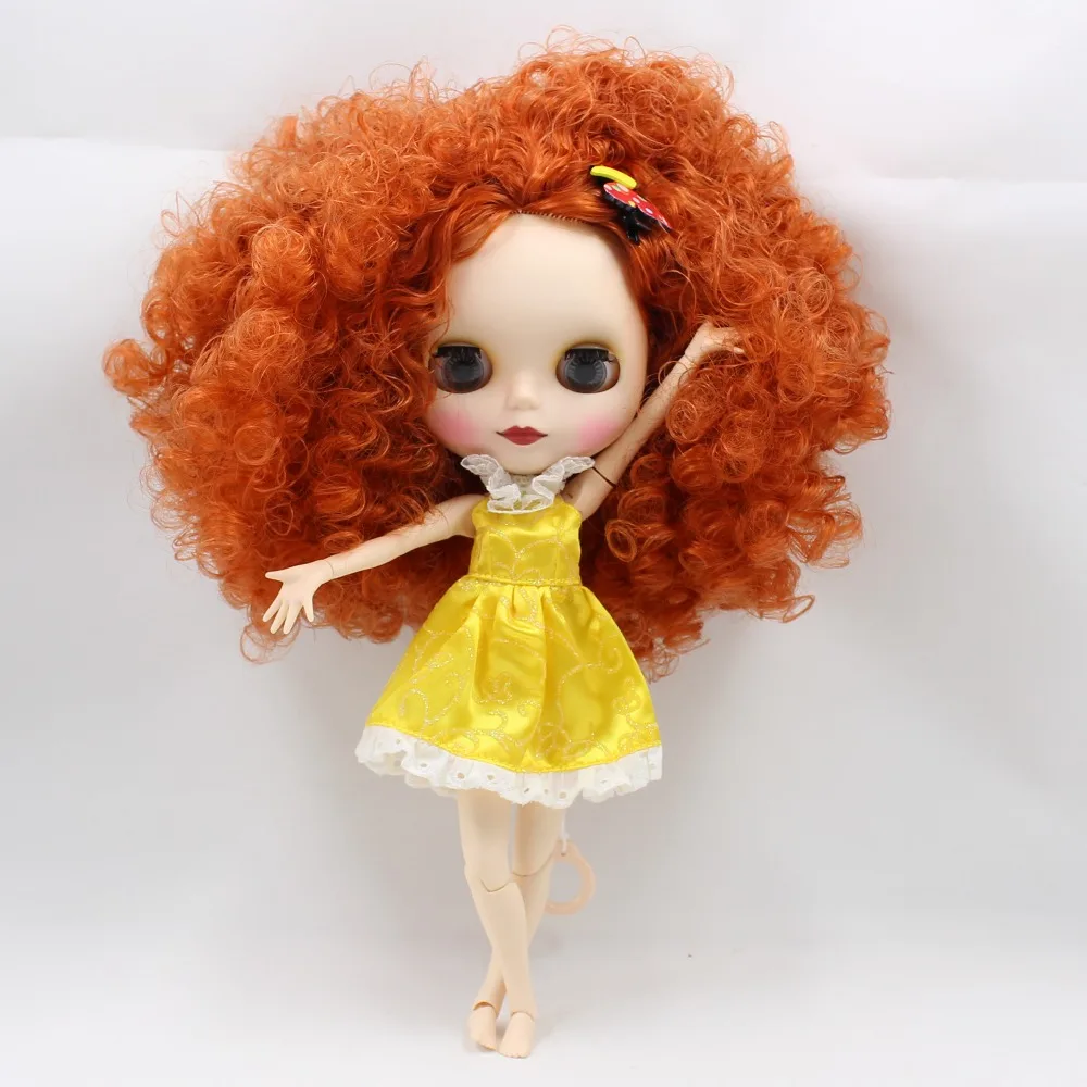 Ледяной DBS Blyth кукольные-коричные вьющиеся волосы шарнирное тело матовая лицевая