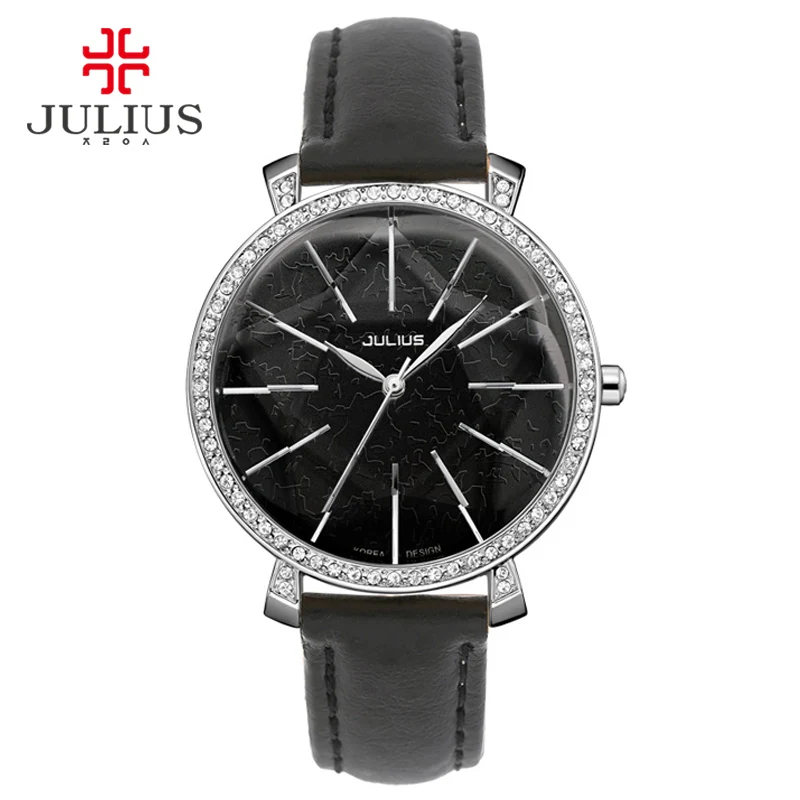 Женские кварцевые часы Julius бежевые с большим циферблатом японским кварцевым