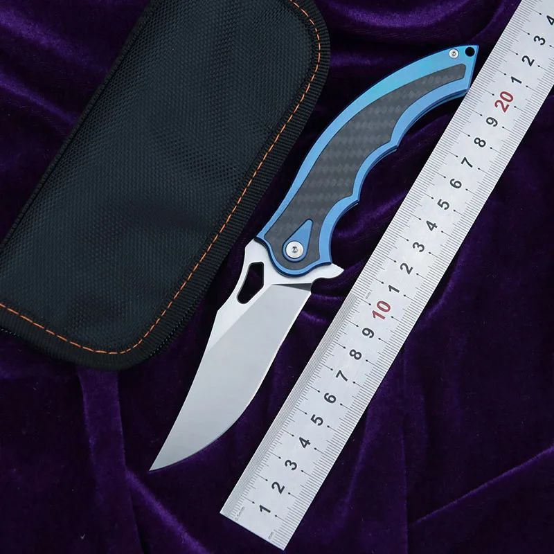 

LEMIFSHE New Flipper folding knife M390 steel TC4 Titanium+CF handle outdoor camping hunting pocket fruit Knives EDC tools