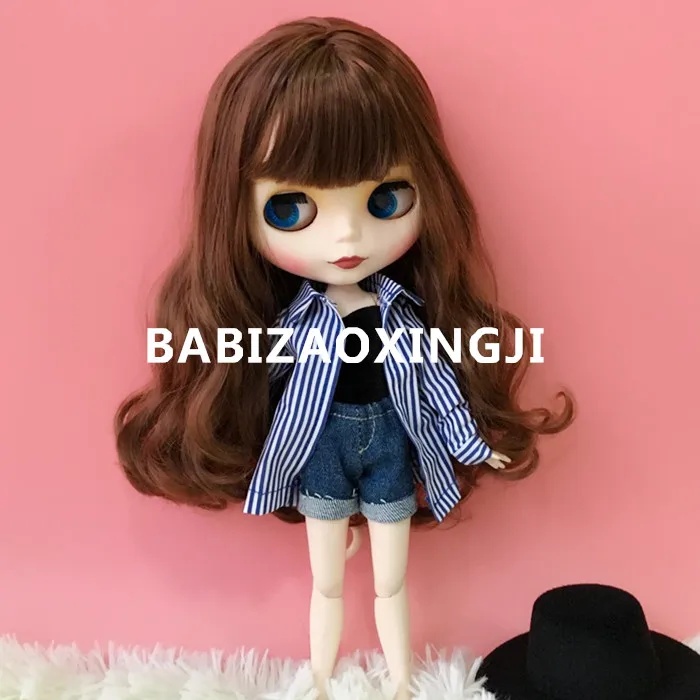 

Free shipping Handmade 3pcs/lot shirt+wrap chest+shorts Doll Clothes for Blyth Azone Licca Doll accessories for Barbie