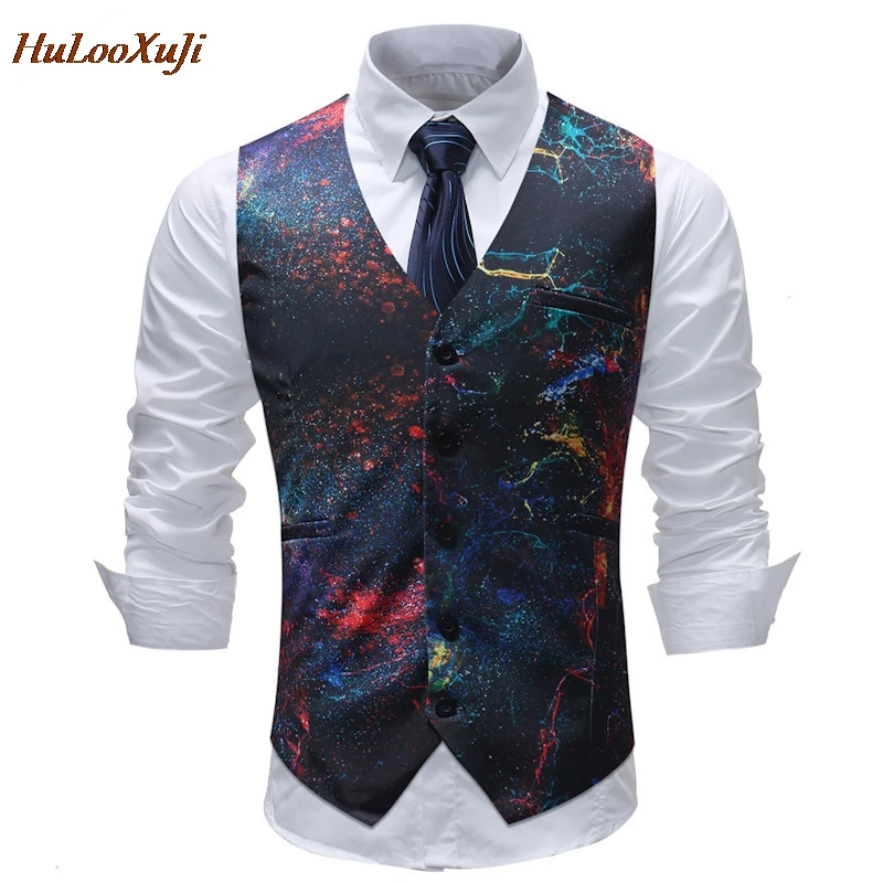 HuLooXuJi мужские костюмные жилеты Slim Fit Повседневная модная куртка без рукавов с
