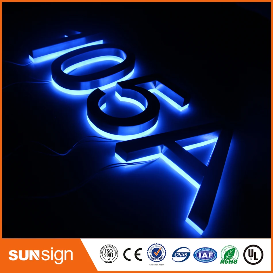 H30cmctory Outlet Outdoor stainless steel LED 3d letter sign logo BACKLIT stainless steel acrylic lighting up 3d led letter sign