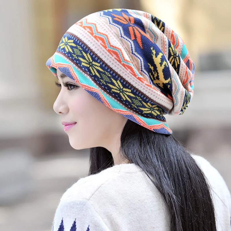 РЕТРО ПРИНТ шапка с отверстием для хвоста Skullies Толстая Тонкая зимняя летняя