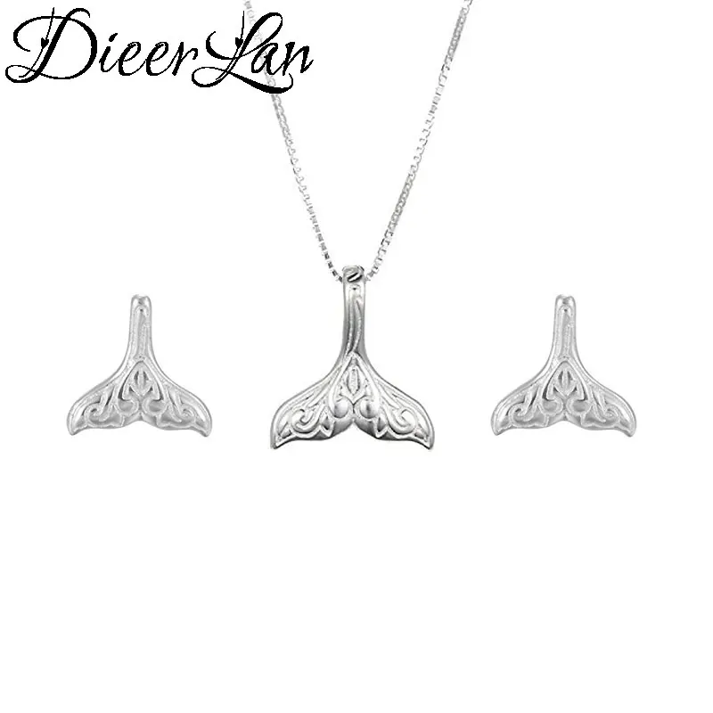 DIEERLAN Bijoux Дубай ювелирные наборы серебряного цвета Рыба хвост русалки ожерелья