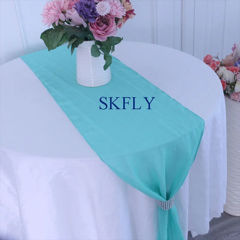 tiffany blue RU013G много цветов Горячая Распродажа Элегантные дешевые красивые свадебные пыльно розовый шифон настольная дорожка - Цвет: tiffany blue