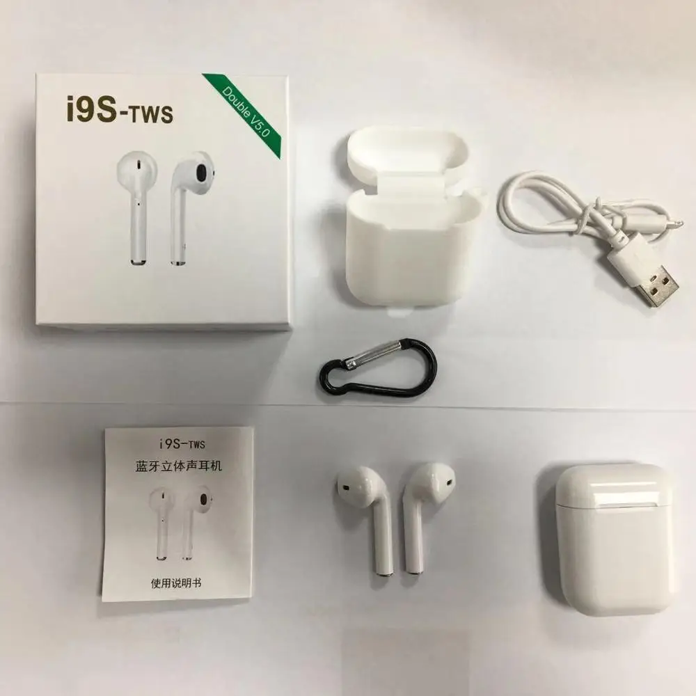 i9s-tws Bluetooth наушники беспроводные наушники гарнитуры стерео наушники-вкладыши с зарядной коробкой для ios Android - Цвет: Белый