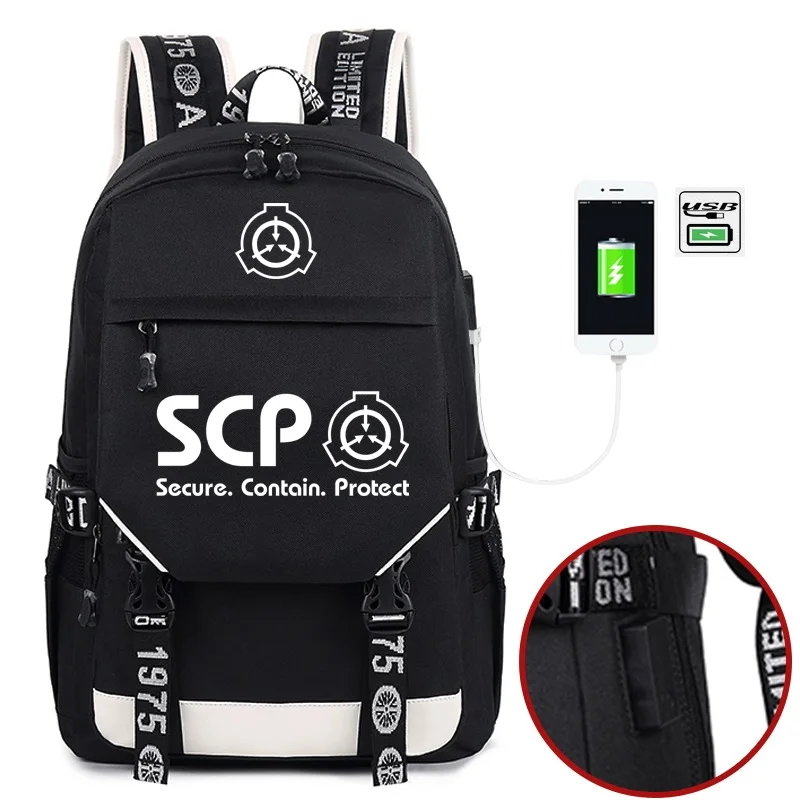 Рюкзак унисекс с принтом из аниме Scp школьная сумка в стиле преппи рюкзак usb