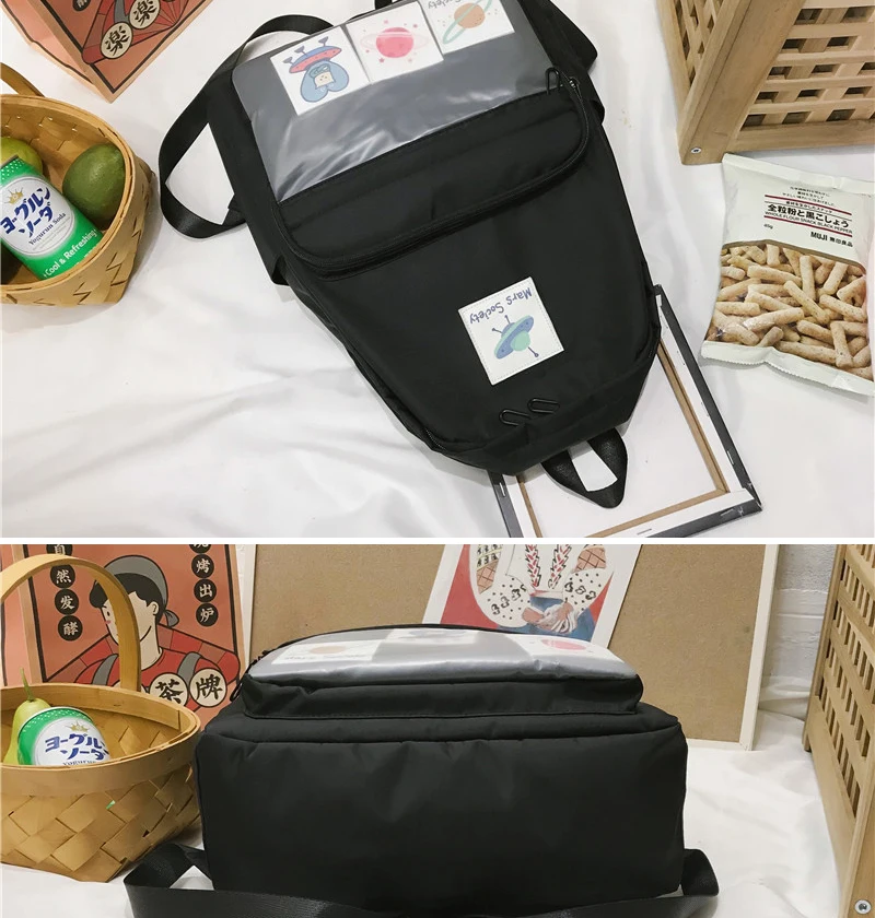 DCIMOR Waterproof nylon Women Backpack Female Transparent Front-pocket Travel Backpack Detachable student schoolbag book Mochila