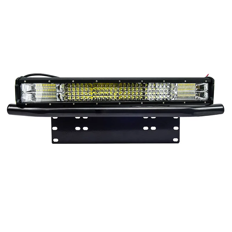 Led Bar with Bracket 23 дюймов четырехрядный комбинированный светодиодный светильник+ 2" Булл бар передний бампер номерной знак кронштейн для внедорожника 4x4 грузовики трактор автомобиль - Цвет: Led Bar with Bracket