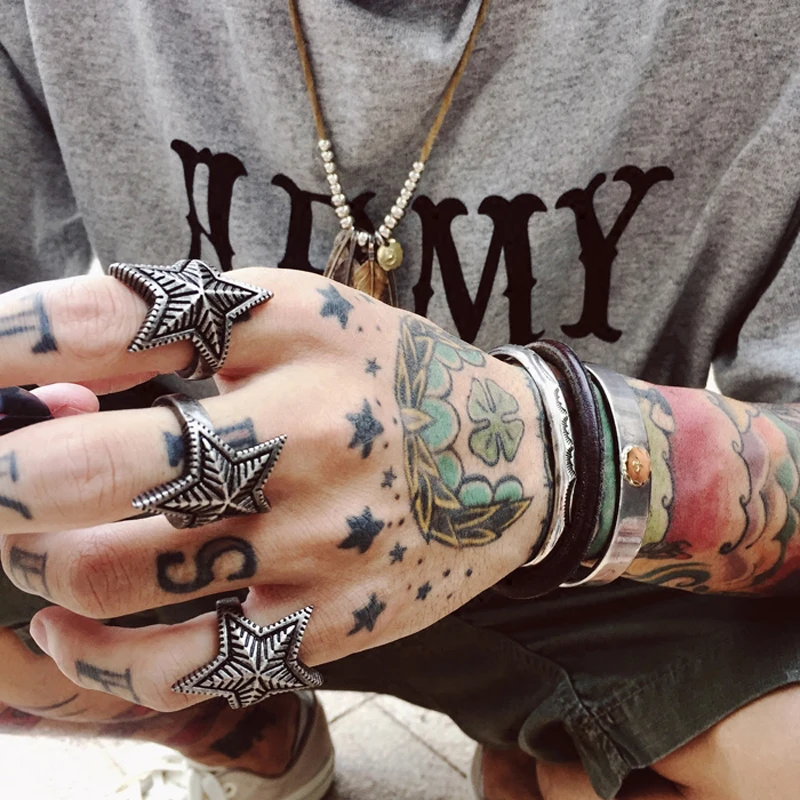 Мужское Винтажное кольцо мужское из нержавеющей стали в стиле панк со звездой