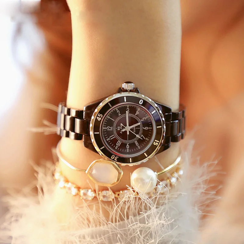 Новинка 2017 женские часы повседневные Роскошные наручные montre femme с керамическим