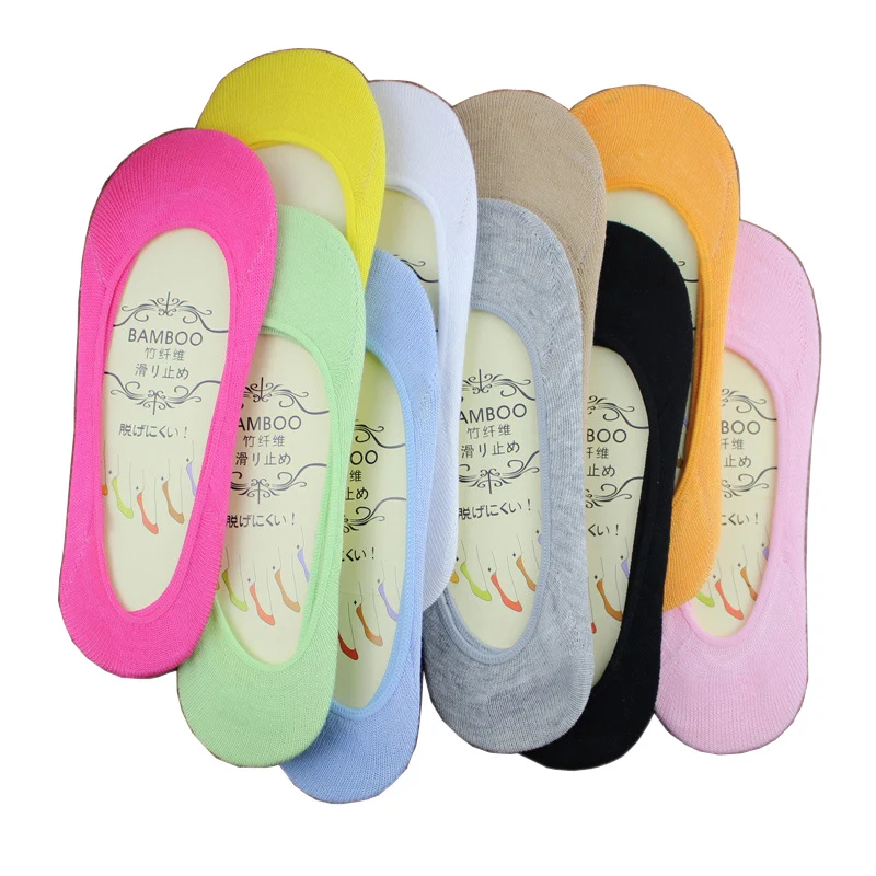 5 Pairs Fashion Spring Summer Invisible Boat Socks Women Funny Slippers Thin Shallow Colors Sexy Mouth Bamboo Fiber No Show Sock | Женская