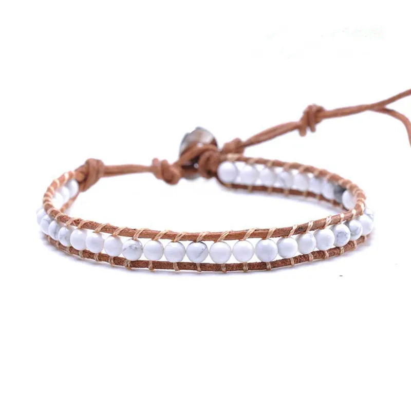 Женский браслет розовый светло синий из бусин 4 мм|pulseras mujer|howlite braceletbead bracelet |
