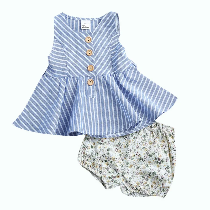 Детское платье без рукавов в полоску | Мать и ребенок