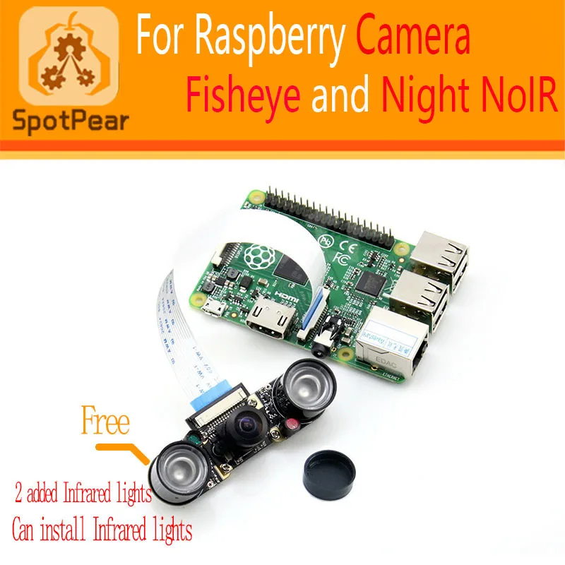 

Raspberry Pi 3 model B/4B Fisheye Lens 160 degree Night Version NoIR Camera 1080p 5MP