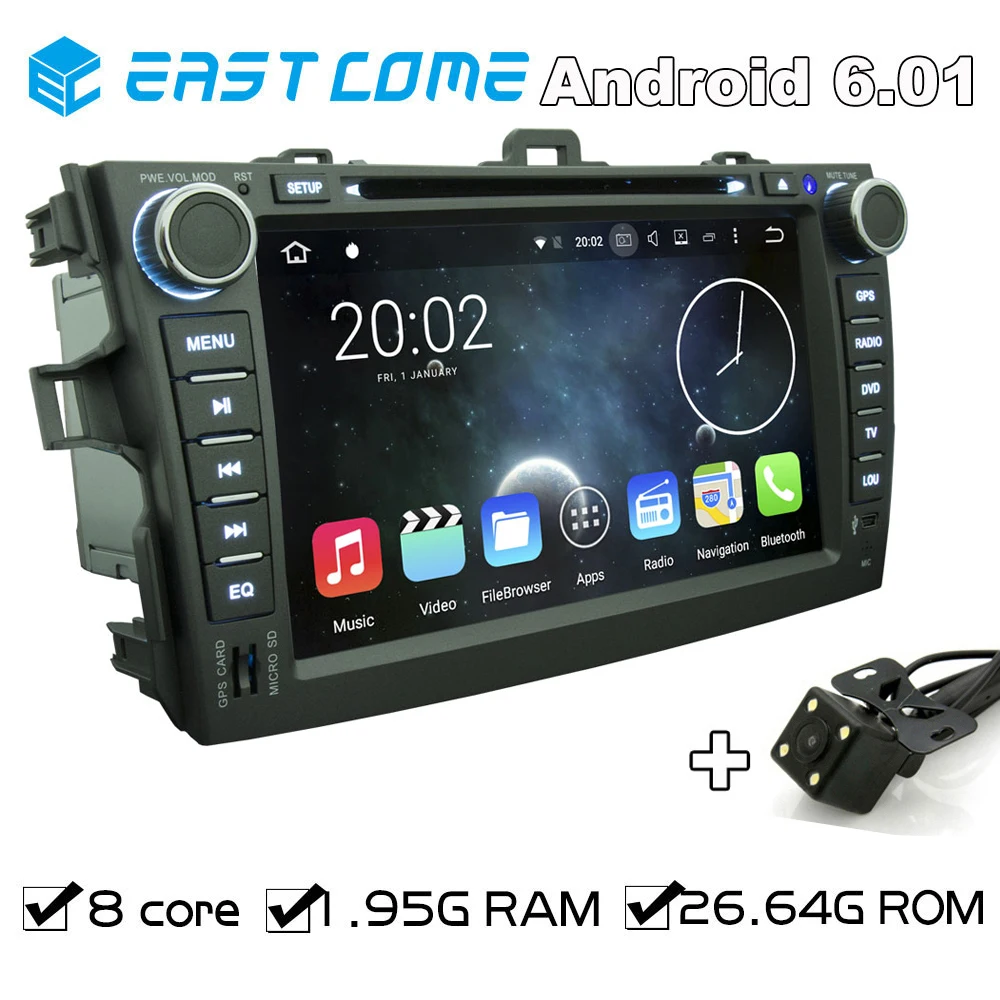 Чистый Android 6 01 автомобильный DVD плеер серого цвета для Toyota Corolla 2006 2007 2008 2009 2010 с