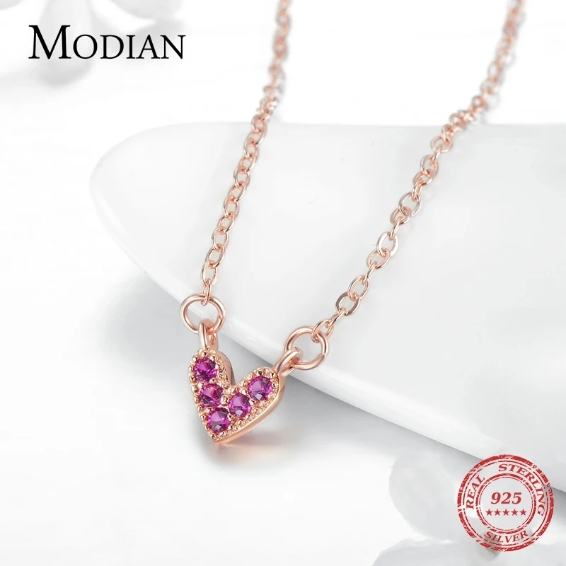 Modian 2019 новая распродажа 100% 925 стерлингового серебра розового сердца ожерелье